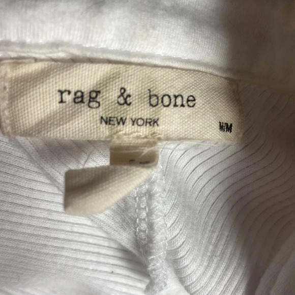 Rag & Bone Essential Rob Pullover Top Ribbed Sz M White Organic Cotton - Picture 3 of 8